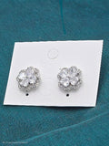 Lux Jewel Silver Crystal Flower Earrings – Elegant Sparkle for Every Occasion