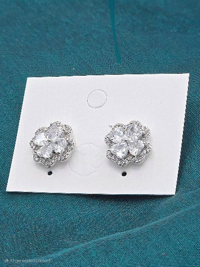 Lux Jewel Silver Crystal Flower Earrings – Elegant Sparkle for Every Occasion