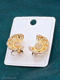 Lux Jewel Gold Half Flower Crystal Earrings – Elegant Glamour for Every Occasion