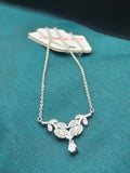 Crystal Leaf Drop Necklace – Elegant Silver Pendant for Women