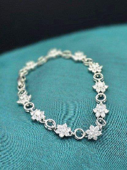 Lux Jewel Silver Flower Crystal Bracelet – Elegant Sparkle for Every Occasion