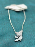 Crystal Butterfly Leaf Necklace – Elegant Silver Pendant for Women