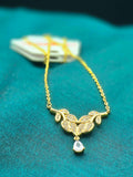 Golden Leaf Drop Necklace – Elegant Crystal Pendant for Women